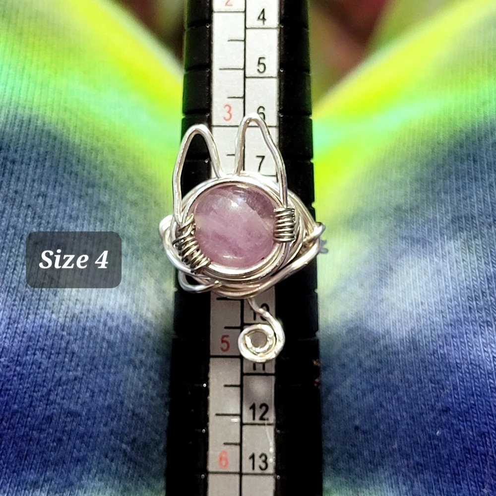 Wire Wrapped Amethyst Kitty Cat Ring